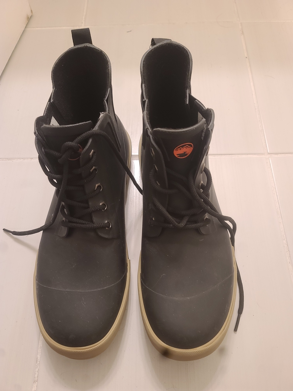 Men's Black Rain & Snow Boots with Tan Sole